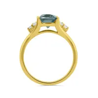 10K Yellow Gold London Blue and White Topaz Ring