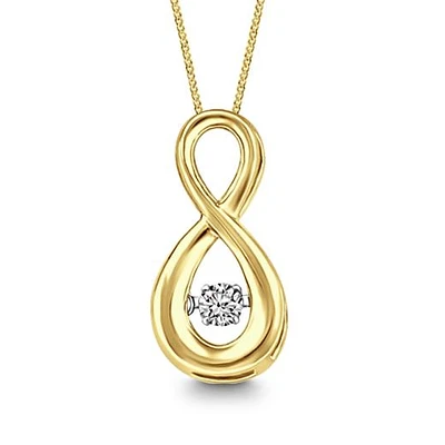 Glacier Fire 10K Yellow Gold Infinity Dancing Diamond Pendant