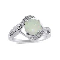 Sterling Silver Created Opal & Created White Sapphire Ring