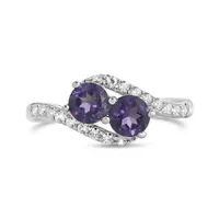 Sterling Silver Amethyst & Created White Sapphire Ring