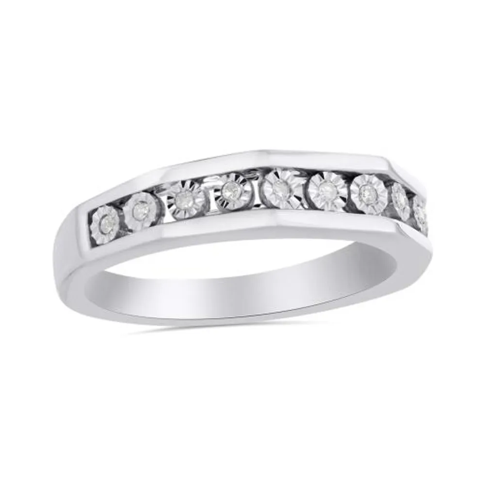 10K White Gold Trio Diamond Wedding Band