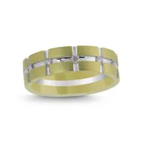 Men's 10K Yellow & White Gold 0.10CTW Diamond Wedding Band