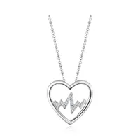 Sterling Silver Cubic Zirconia 19" Heartbeat Pendant
