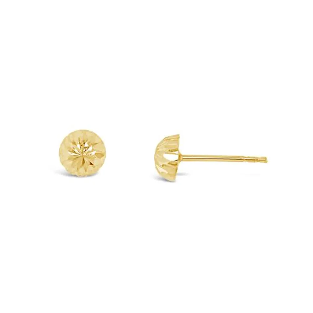 10K Gold 5mm Diamond Cut Half Ball Earrings