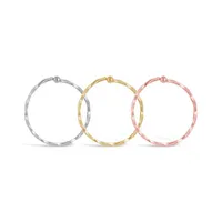 14K Gold Three Piece Textured Nose Ring Set (White, Yellow, Rose)