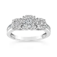 10K White Gold 1.00CTW Three-Stone Diamond Ring