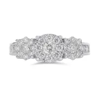 10K White Gold 1.00CTW Three-Stone Diamond Ring