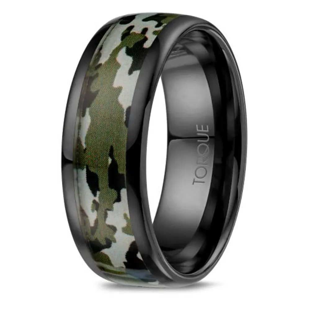 8mm Black Ceramic Camo Band