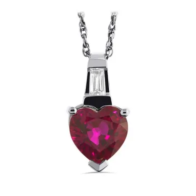 Sterling Silver Created Ruby & Created White Sapphire Pendant