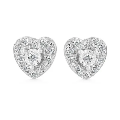 10K White Gold 0.13CTW Heart Earrings