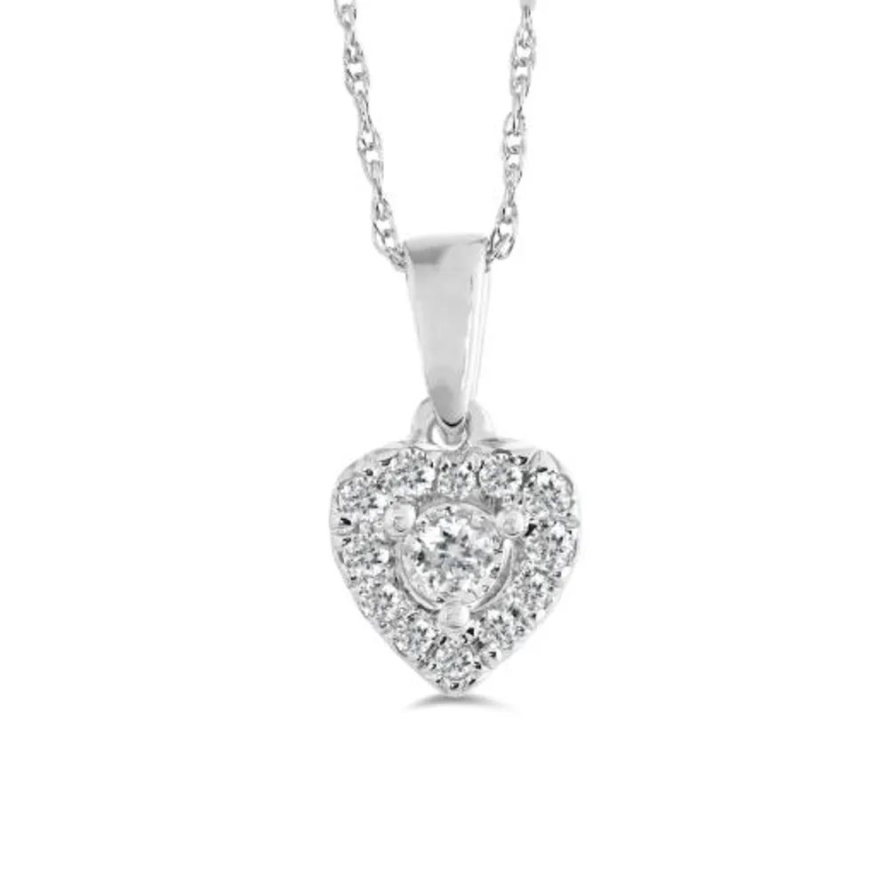 10K White Gold 0.15CTW Heart Pendant