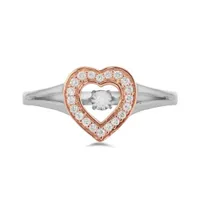 Sterling Silver 10K Rose Gold 0.10CTW Dancing Diamond Ring