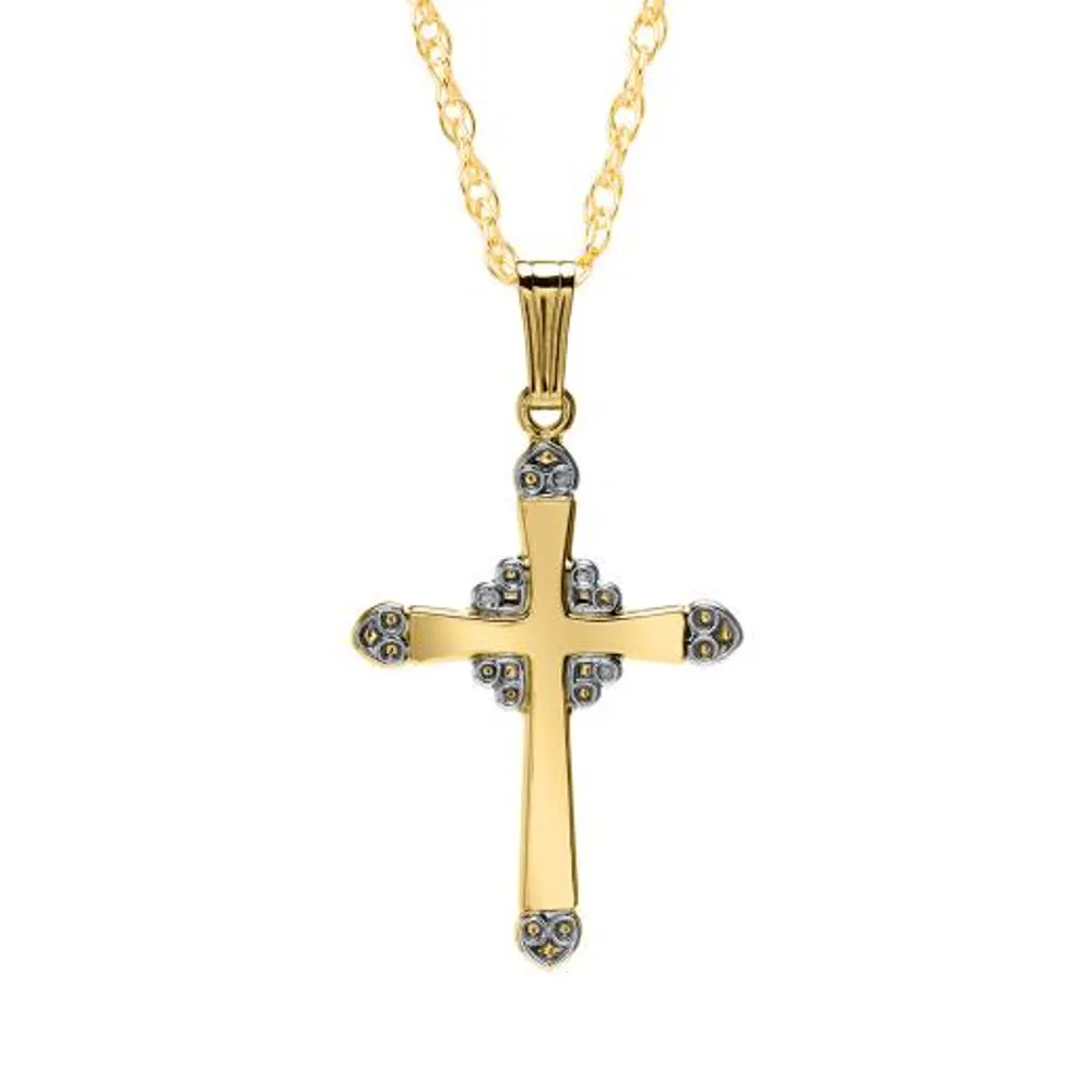 14K Yellow & White Gold Filled 18" Engraved Cross