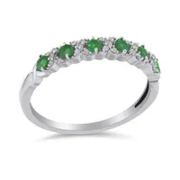 10K White Gold Emerald & Diamond Ring