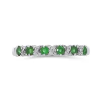 10K White Gold Emerald & Diamond Ring