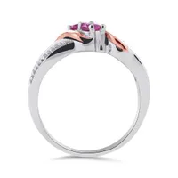 Sterling Silver 10K Rose Gold Created Pink Sapphire Ring