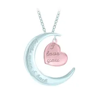 Sterling Silver Rose Gold Plated 0.01CTW Moon & Heart Pendant