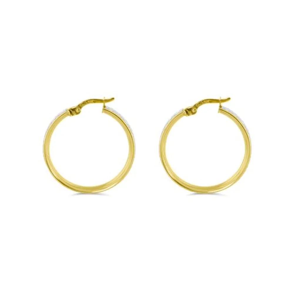 10K Yellow Gold Glitter Hoops