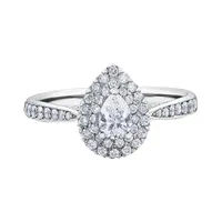 Glacier Fire 14K White Gold Pear Shaped Canadian Diamond 0.75CTW Bridal Ring