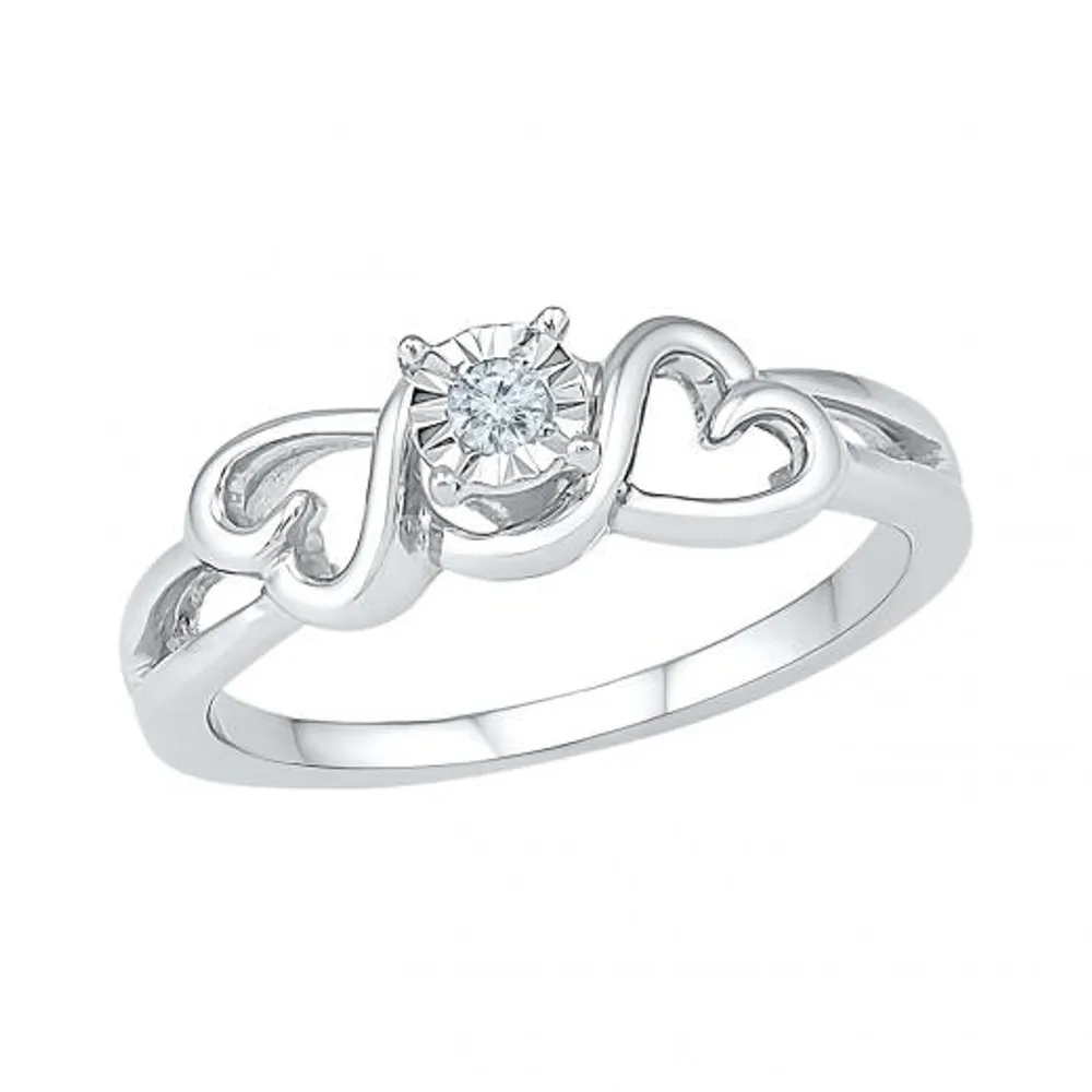 Sterling Silver 0.05CTW Diamond Promise Ring