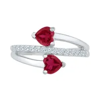 10K White Gold Created Ruby & Created White Sapphire Ring