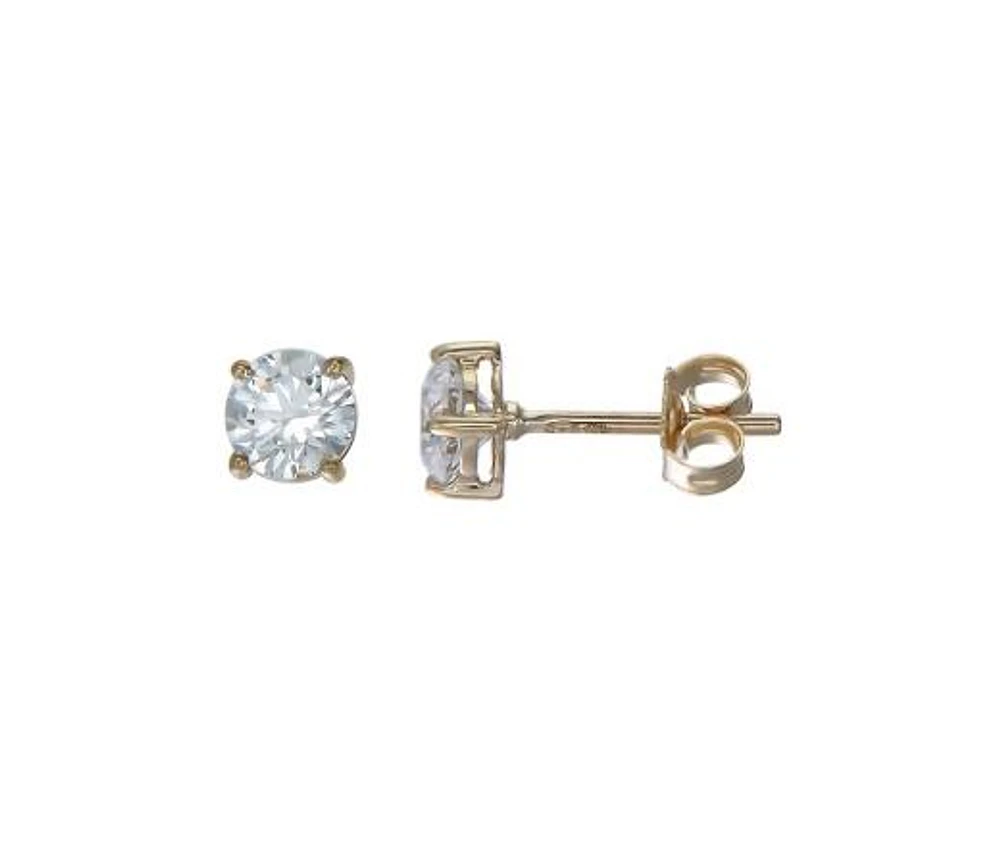 10K Yellow Gold 6mm Round Cubic Zirconia Studs