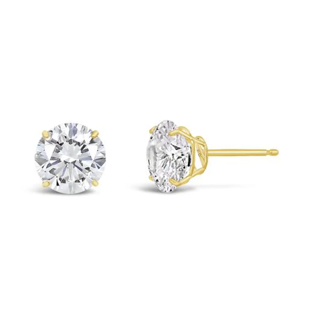 10K Gold 8mm Round Cubic Zirconia Studs