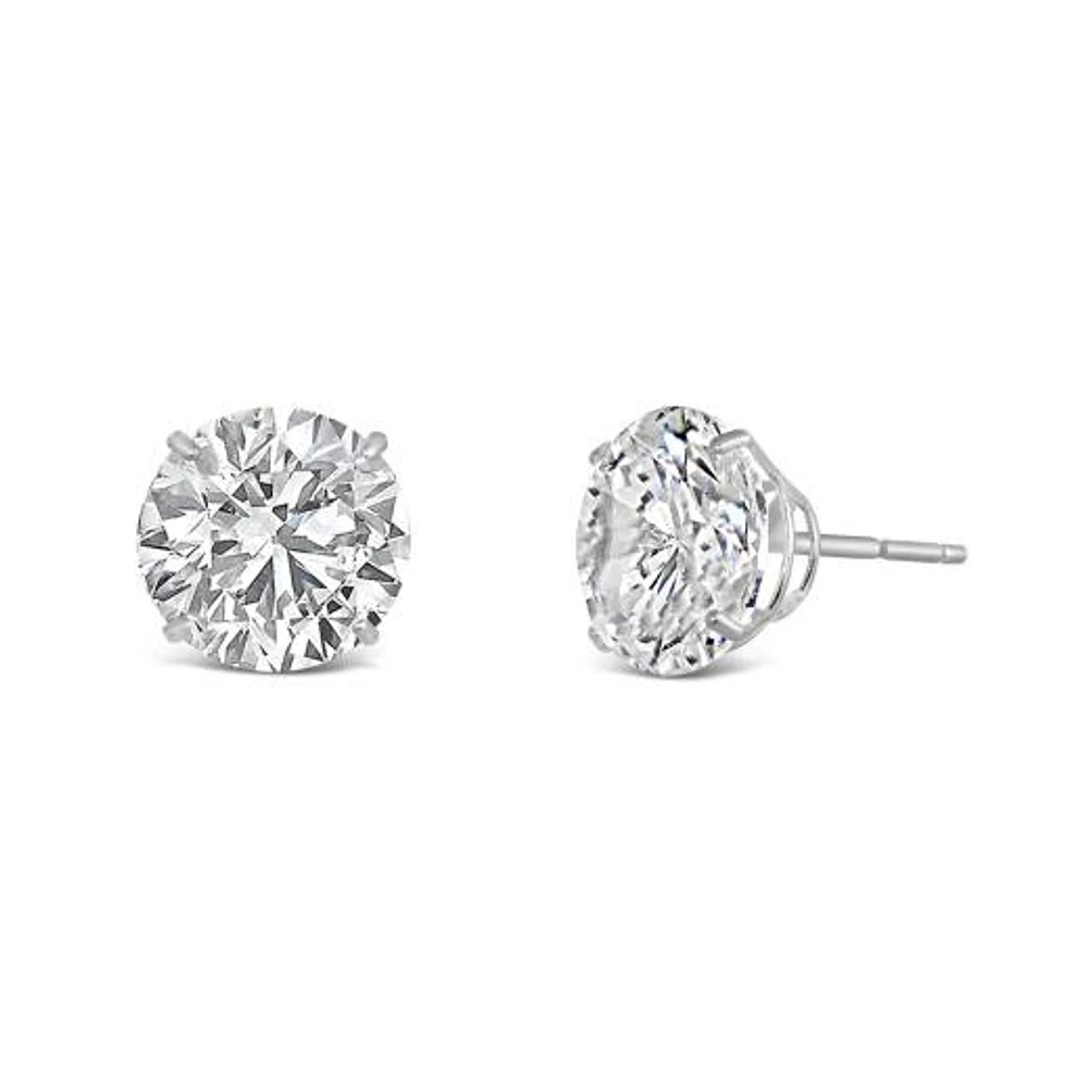 10K White Gold 8mm Round Cubic Zirconia Studs