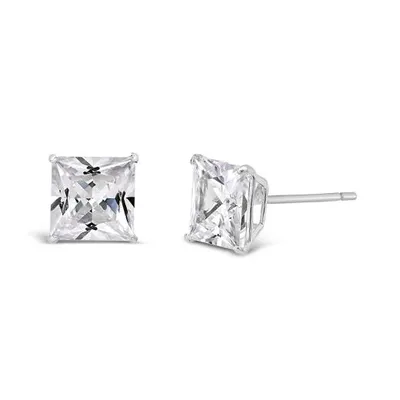 10K Gold 6mm Princess Cubic Zirconia Studs