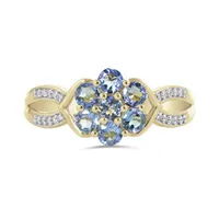 10K Yellow Gold Tanzanite & 0.05CTW Diamond Cluster Ring