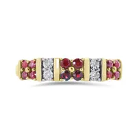 10K Yellow Gold Ruby & 0.02CTW Diamond Ring