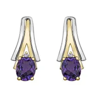 10K White & Yellow Gold Amethyst & 0.01CTW Diamond Earring