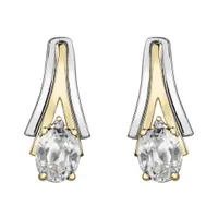 10K White & Yellow Gold White Topaz & 0.01CTW Diamond Earring