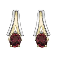 10K White & Yellow Gold Ruby & 0.01CTW Diamond Earring