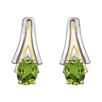 10K White & Yellow Gold Peridot & 0.01CTW Diamond Earring