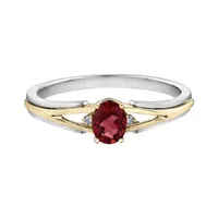 10K White & Yellow Gold Ruby & 0.015CTW Diamond Ring