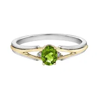 10K White & Yellow Gold Peridot & 0.015CTW Diamond Ring