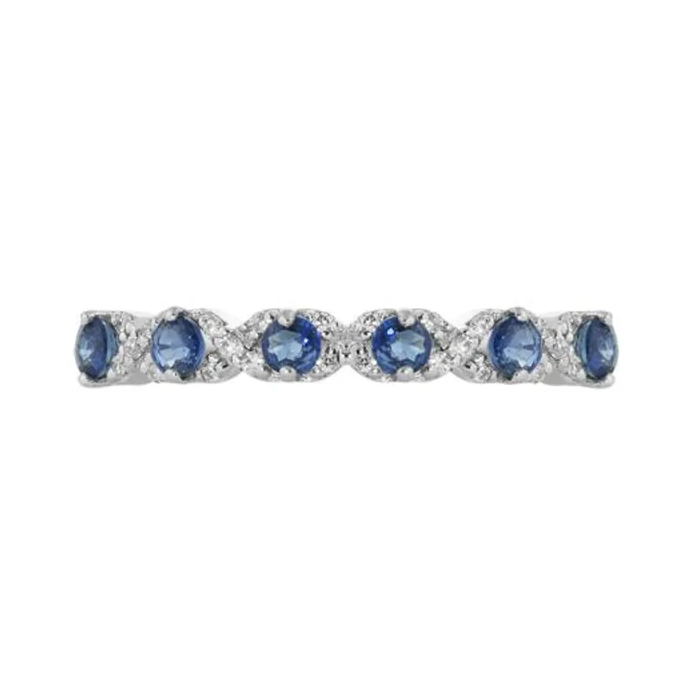 10K White Gold Sapphire & Diamond Ring