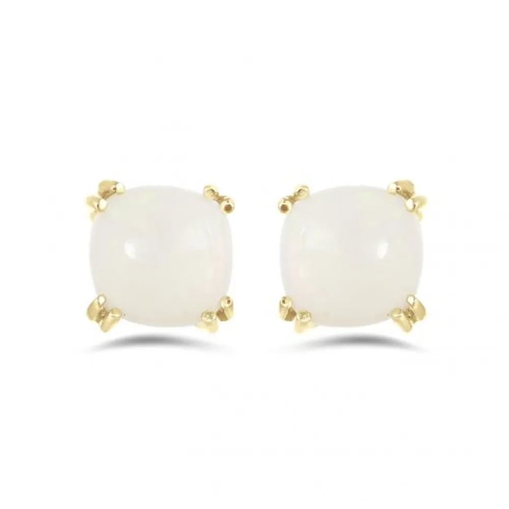 10K Yellow Gold Cushion Cut Opal Earrings