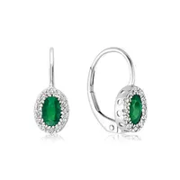 10KW Emerald and Diamond Halo Earrings