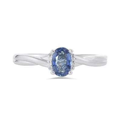 10K Gold Sapphire & 0.02CTW Diamond Ring