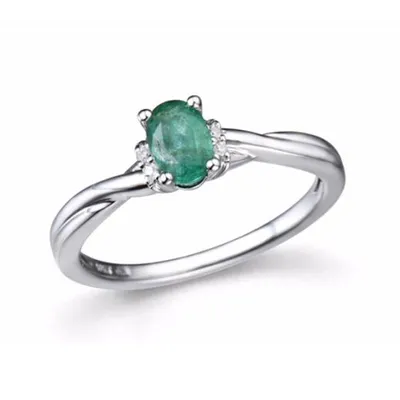 10K Gold Emerald & 0.02CTW Diamond Ring