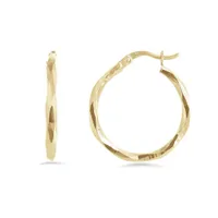 10K Yellow Gold Diamond Cut Hoops