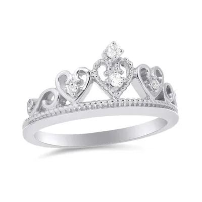 Sterling Silver Diamond Crown Ring