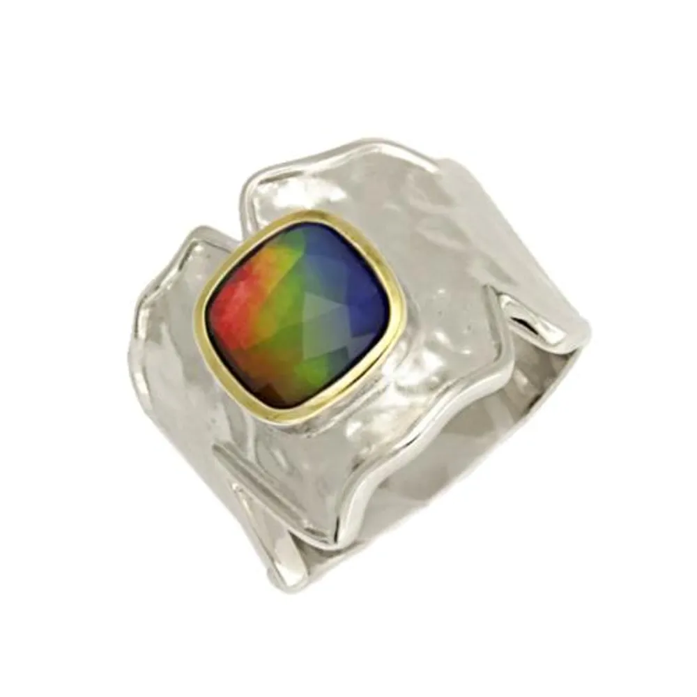 KORITE TAYLOR Two-Tone Sterling Silver Ammolite Ring