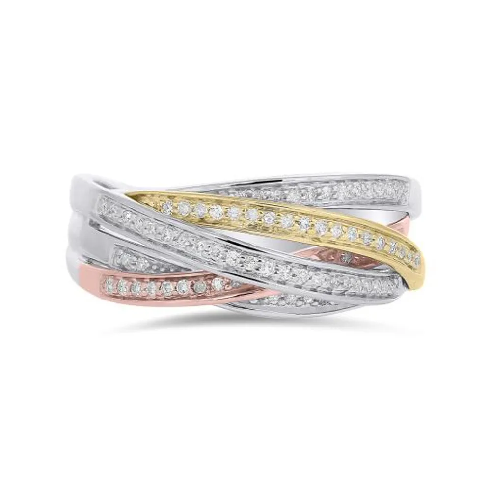 Sterling Silver and 10K Two-Tone Gold 0.18CTW Band