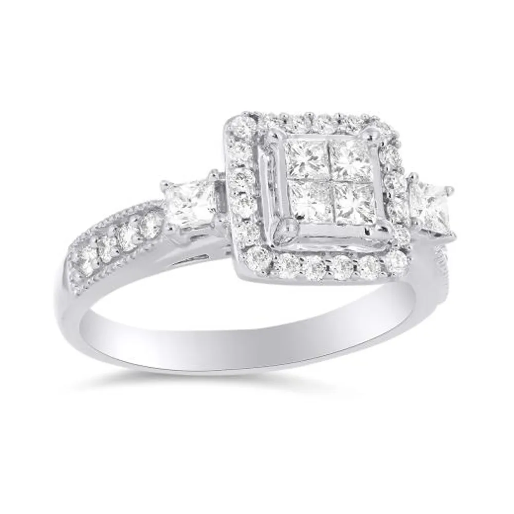 10K White Gold 1.00CTW Princessa Set