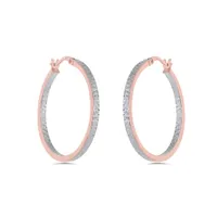 10K Rose and White 25mm Diamond Cut Hoop Earrings