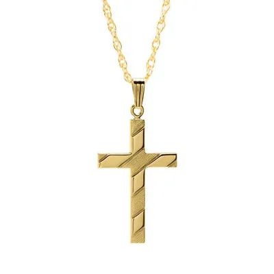 14K Yellow Gold Filled 24" Embossed Cross Chain