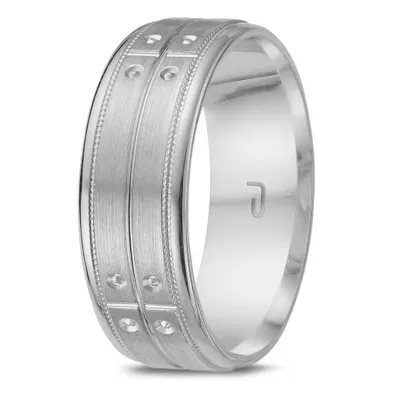 10K White Gold 7.5mm Carved Band